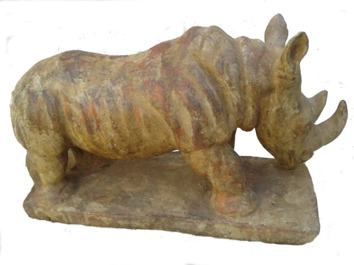 Sculpture titled "Le rhino" by Luc Lavroff, Original Artwork