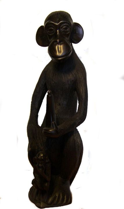 Sculpture titled "Famille chimpanzés" by Luc Lavroff, Original Artwork