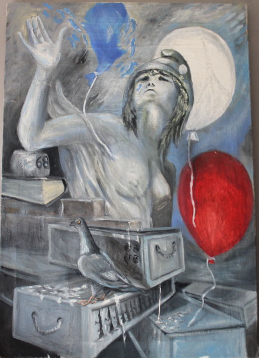 Painting titled "Marianne, symbole d…" by Luc Mackel, Original Artwork, Oil