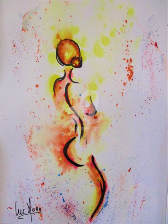 Painting titled "REVE" by Luc Mora, Original Artwork, Ink