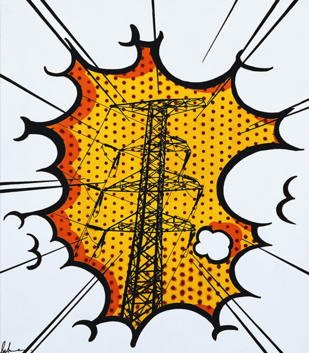Schilderij getiteld "EletricPopole" door Luca Azzurro Arts, Origineel Kunstwerk, Acryl