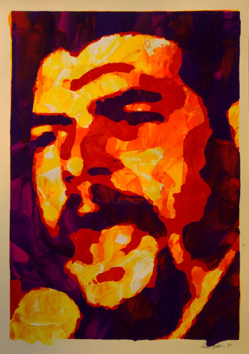 Printmaking titled "L'Urlo del Che Guev…" by Luca Federici, Original Artwork, Screenprinting Mounted on Other rigid panel