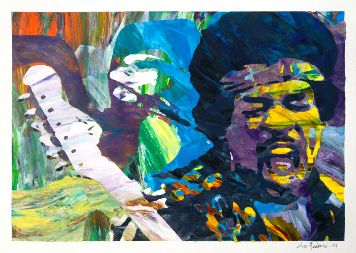 Printmaking titled "L'Urlo di Jimi Hend…" by Luca Federici, Original Artwork, Screenprinting Mounted on Other rigid panel