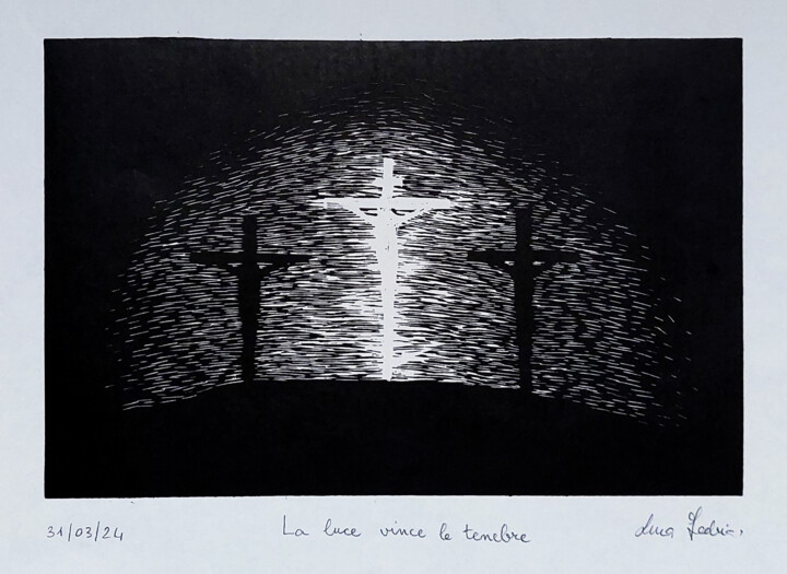 印花与版画 标题为“La luce vince le te…” 由Luca Federici, 原创艺术品, Linocuts