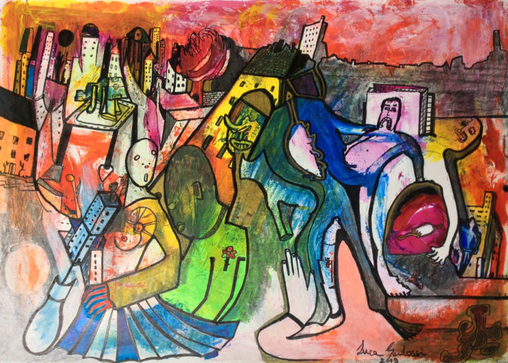 Painting titled "atroci-complicitá.j…" by Luca Gandossi, Original Artwork, Acrylic