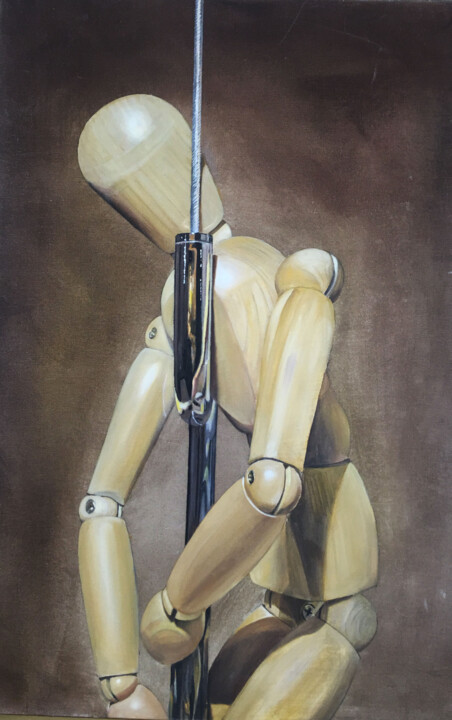 Картина под названием "Exhausted" - Luca Giusfredi, Подлинное произведение искусства, Масло