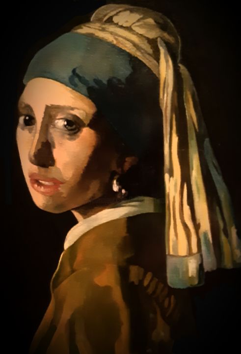 Pittura intitolato "Ragazza con l'orecc…" da Luca Martinoli, Opera d'arte originale, Olio