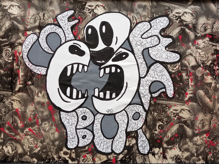 Картина под названием "fear" - Luca Oddoni (OneFake), Подлинное произведение искусства, Акрил Установлен на Другая жесткая п…
