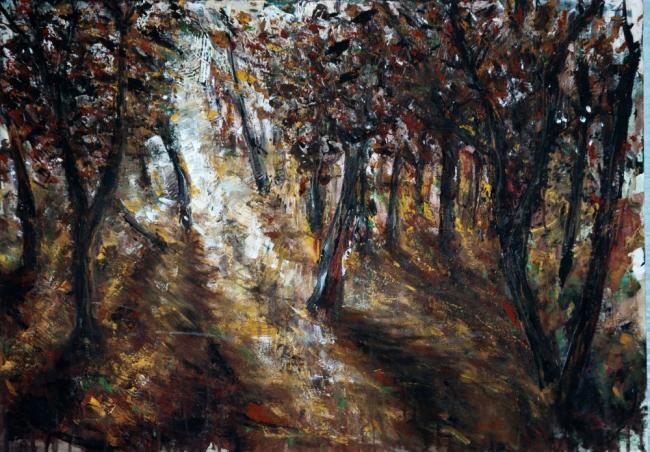 Painting titled "Trees" by Luca Palazzi, Original Artwork, Oil