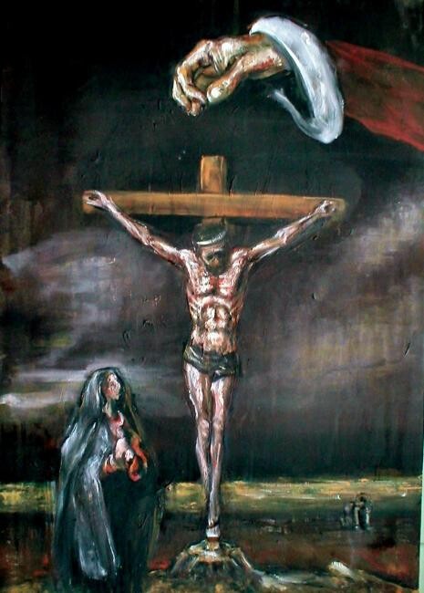 Painting titled "Crocefixion vers. n…" by Luca Palazzi, Original Artwork, Oil