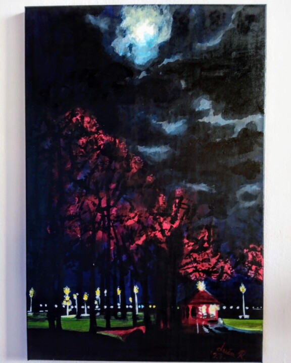 Painting titled "Moonlight" by Luca Radmanic, Original Artwork, Acrylic