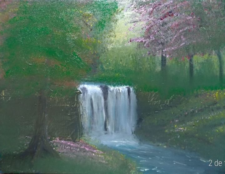 Pintura intitulada "waterfall" por Lucas Santos (Closer), Obras de arte originais, Óleo Montado em Painel de madeira