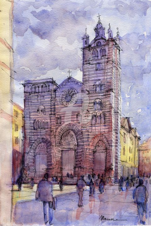 Painting titled "cattedrale-schizzo-…" by Luca Massone, Original Artwork, Other