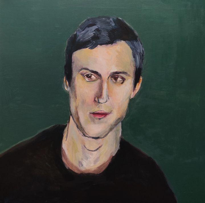 Peinture intitulée "Portrait en vert" par Lucas Accary, Œuvre d'art originale, Acrylique