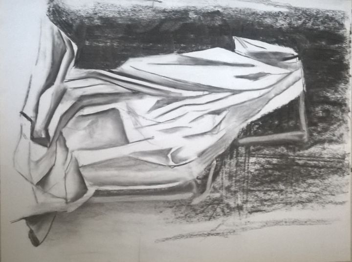 「Drapé」というタイトルの描画 Lucas Allainによって, オリジナルのアートワーク, 木炭