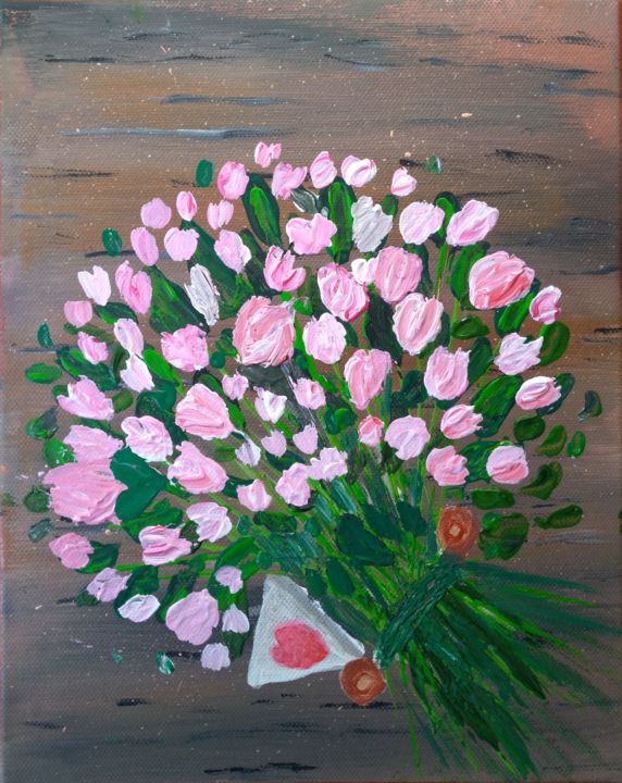 Peinture intitulée "Pink flowers" par Paola Pescara (More Paintings At Artpal), Œuvre d'art originale, Acrylique
