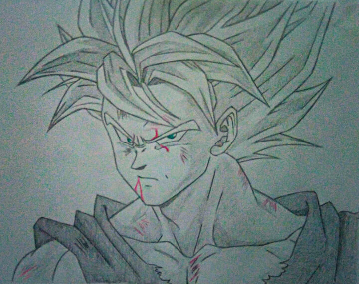 Desenho de Goku feito a lápis para você pintar