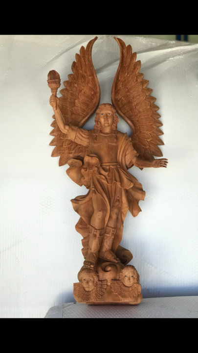 Sculpture titled "Angel Gabriel" by Lucas Bordon, Original Artwork, Wood