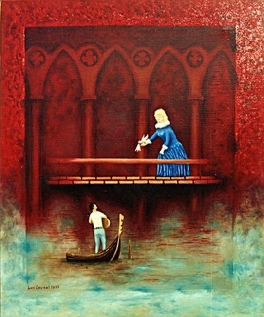 Peinture intitulée "roméo et juliette" par Luc Caudal, Œuvre d'art originale, Huile