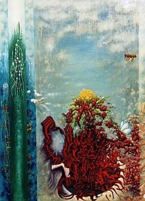 Malerei mit dem Titel "un petit poisson, u…" von Luc Caudal, Original-Kunstwerk, Öl