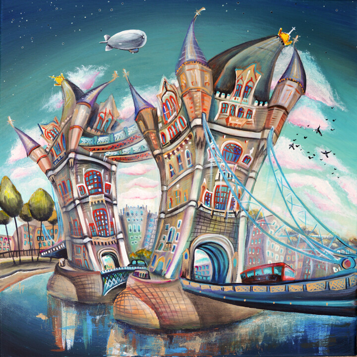 Painting titled "London Bridge II" by Luccho, Original Art, Acrylic