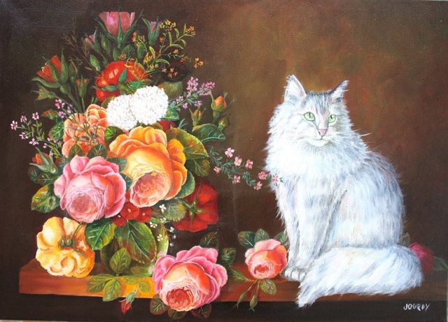 Painting titled "Le chat" by Luce Jourdy, Original Artwork