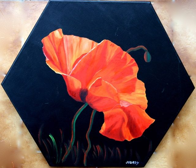 Painting titled "Coquelicot" by Luce Jourdy, Original Artwork