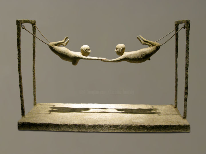 Sculpture intitulée "Les acrobates" par Lucette Brandy, Œuvre d'art originale, Bronze