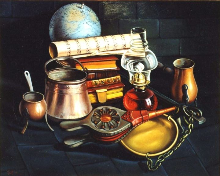Painting titled "nature morte" by Charles Floutard, Original Artwork, Oil