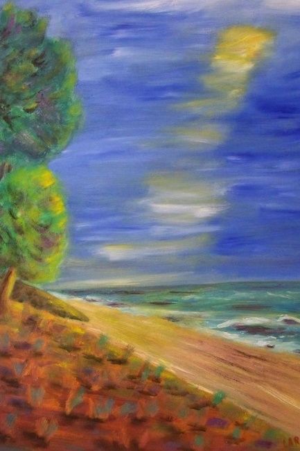 Painting titled "PLAGE LANDAISE" by Larm, Original Artwork