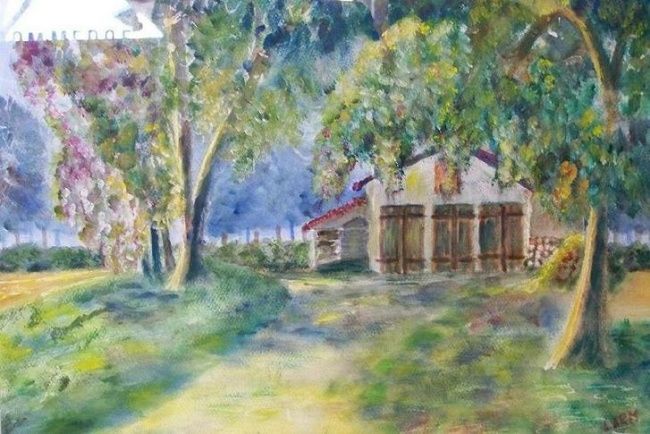 Painting titled "FERME LANDAISE" by Larm, Original Artwork