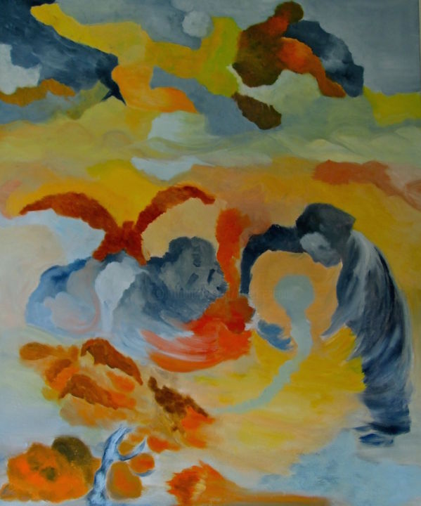 Painting titled "La Terre en Souffra…" by Lucette Senn, Original Artwork