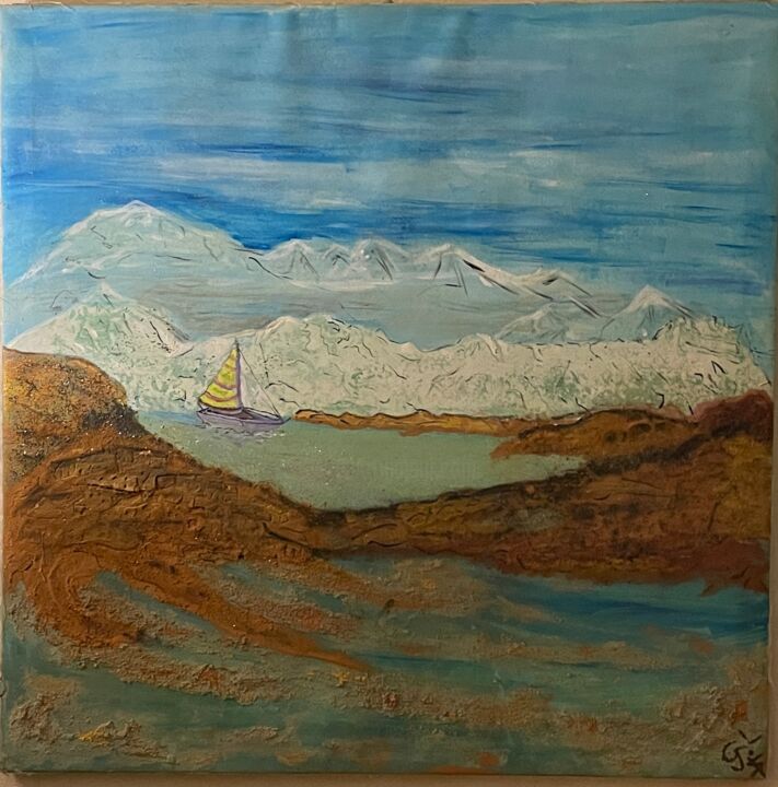 Digitale Kunst mit dem Titel "Entre montagne et m…" von Lucgjluc, Original-Kunstwerk, Acryl