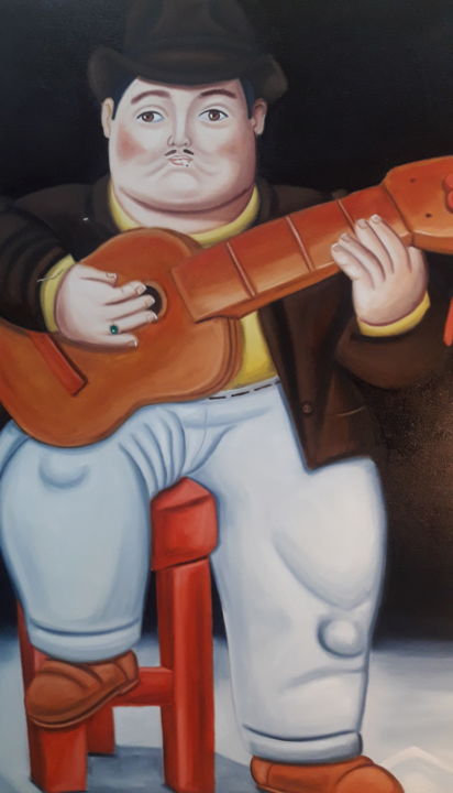 Painting titled "El Guitarrista  (ho…" by Luchetty, Original Artwork, Oil
