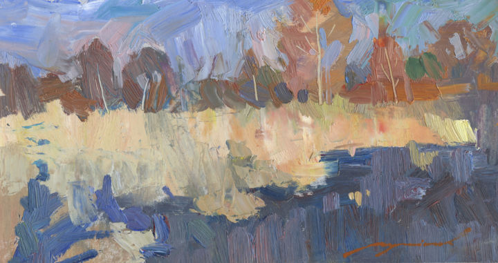 Картина под названием "autumn ocrchestra" - Oleksii Luchnikov, Подлинное произведение искусства, Масло