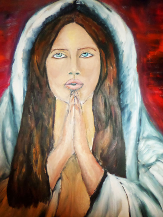 Pintura intitulada "prayer for you" por Lucia Costa, Obras de arte originais, Óleo