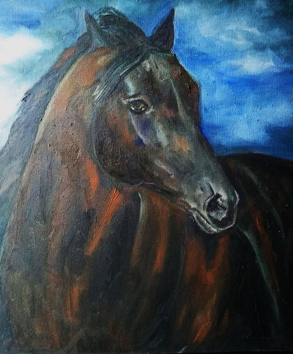 Pintura intitulada "Wild horse" por Lucia Costa, Obras de arte originais, Óleo