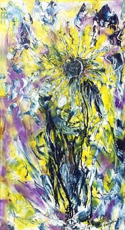Painting titled "L'ULTIMO GIRASOLE" by Lucia Gardellin, Original Artwork, Oil