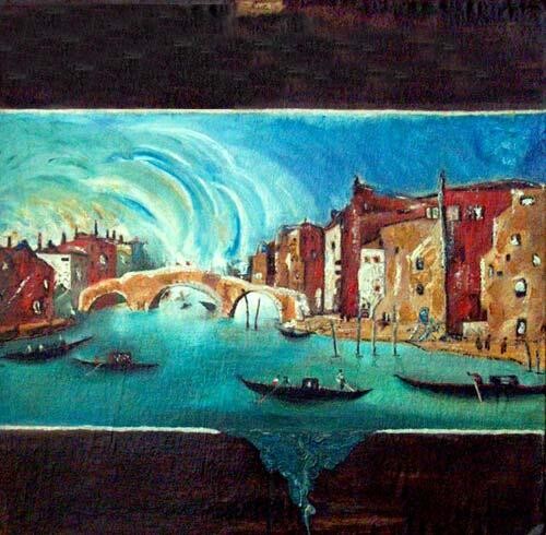 Painting titled "my Venice" by Lucian Olteanu, Original Artwork, Other
