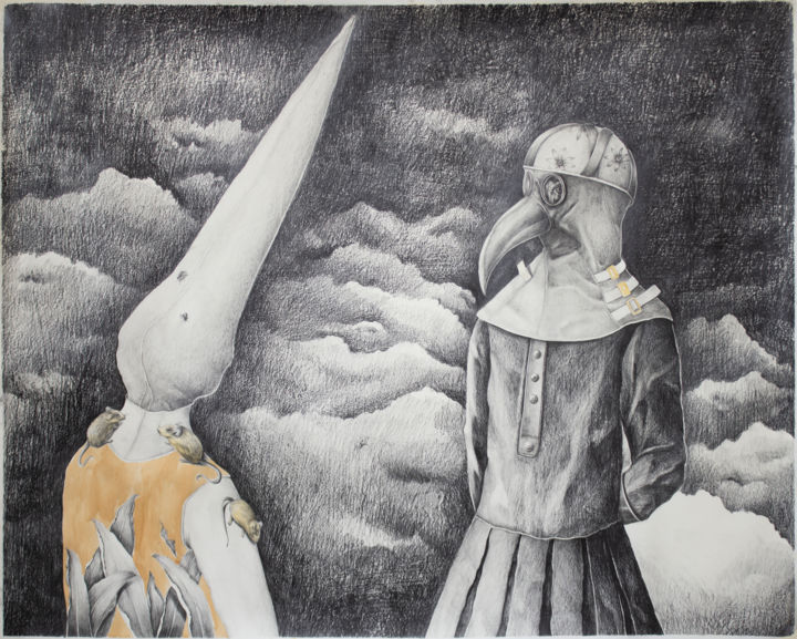 Disegno intitolato "The Plaque" da Lucian Szekely-Rafan, Opera d'arte originale, Matita