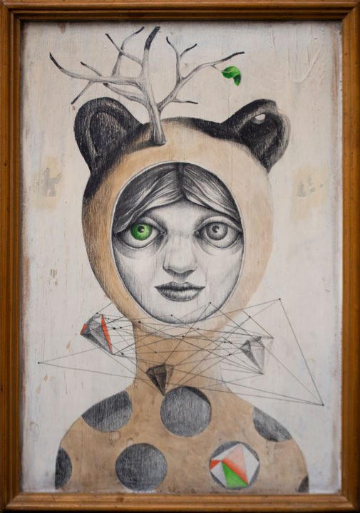 Dessin intitulée "Generation androgyn…" par Lucian Szekely-Rafan, Œuvre d'art originale, Crayon Monté sur Panneau de bois