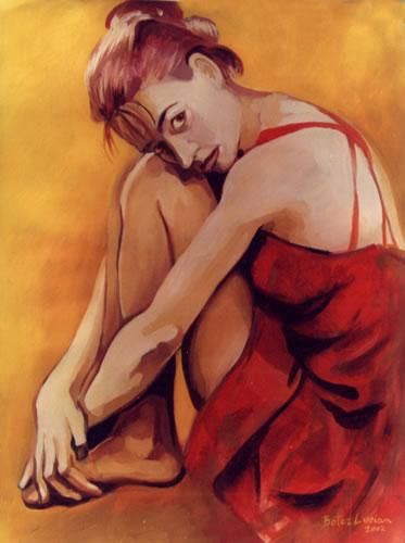 Peinture intitulée "Red women" par Lucian Botez, Œuvre d'art originale