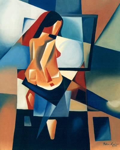 Peinture intitulée "Women And Mirror" par Lucian Botez, Œuvre d'art originale