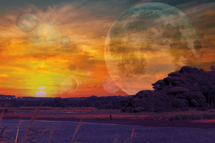 Photographie intitulée "Imaginary Sunset" par Luciana Dias, Œuvre d'art originale, Photographie manipulée