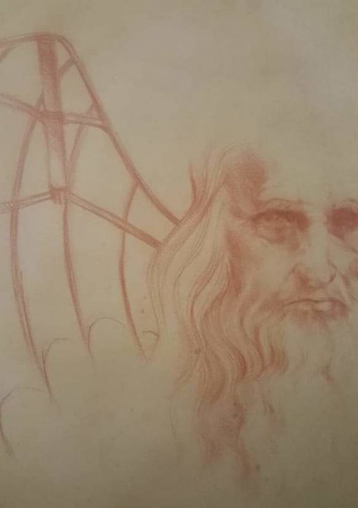 Drawing titled "Leonardo con l'alia…" by Luciana Teora, Original Artwork, Pastel