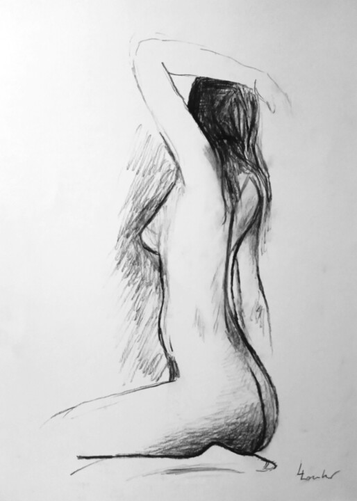 Dessin intitulée "Sketch nr.7" par Luciano Lombardi, Œuvre d'art originale, Fusain