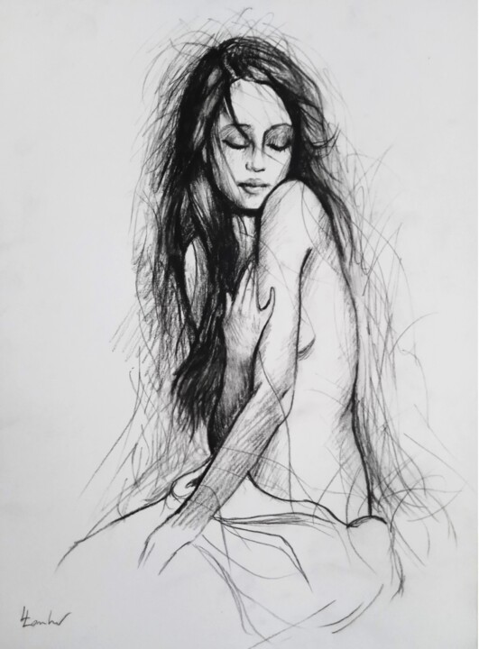 Drawing titled "Still into you" by Luciano Lombardi, Original Artwork, Charcoal