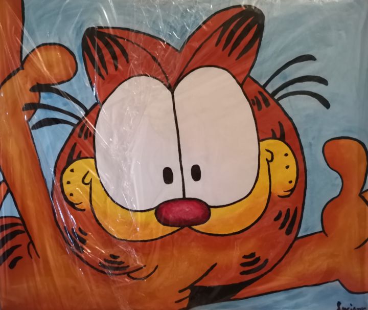 Painting titled "Garfield  (acrílico…" by Luciano Costa, Original Artwork, Acrylic