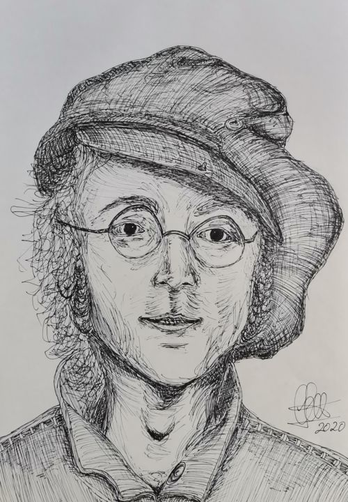 Desenho intitulada "John Lennon (caneta…" por Luciano Costa, Obras de arte originais, Canetac de aerossol