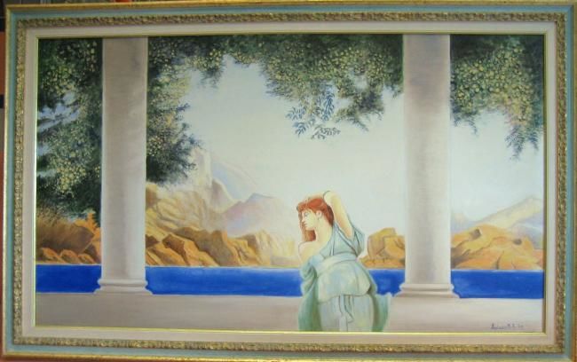 Malerei mit dem Titel "La Donna del Lago" von Lucianogelato, Original-Kunstwerk